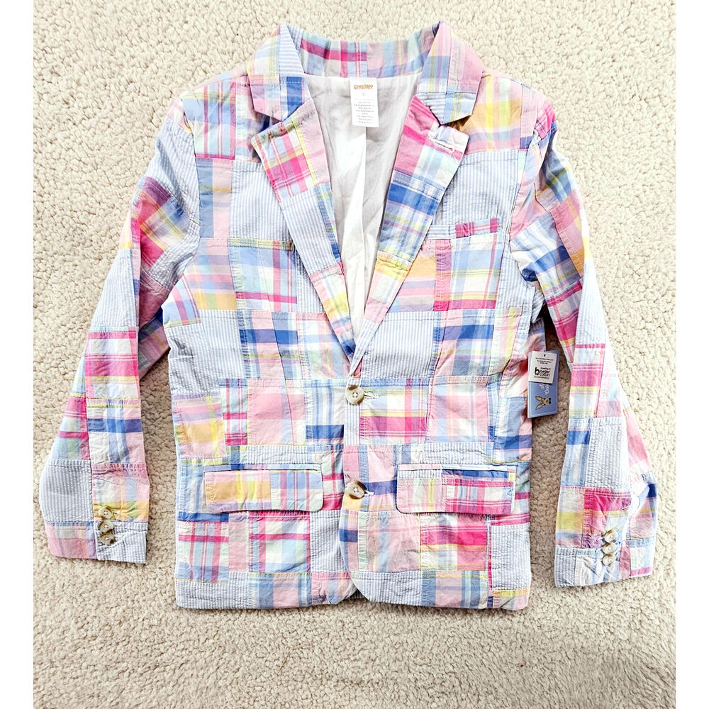 NWT Gymboree Spring Patchwork Plaid Cotton Blazer Cottage Preppy Academia 12